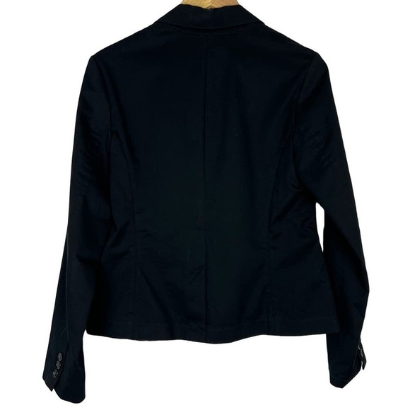 Eddie Bauer Black Jacket Fitted Blazer Women's Size 4 Cotton Stretch 2 Button - Picture 2 of 4